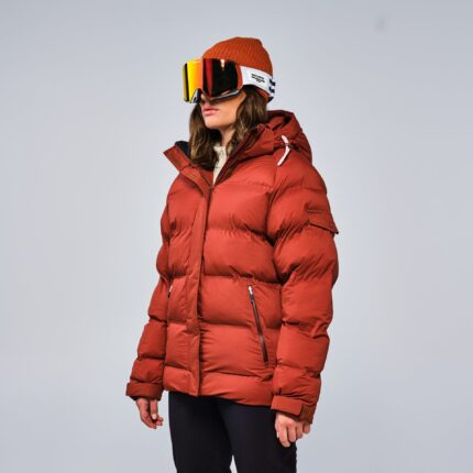 Insulated Puffy Parka Jacket - Smoked Red